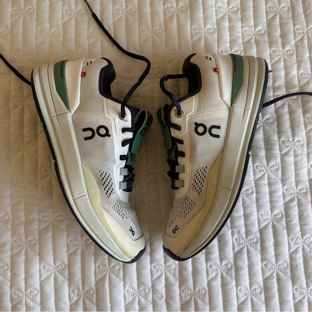 On Running Women's White and Green Sneakers